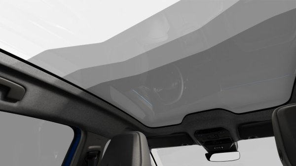 Има и някои невиждани досега новости, като разработения съвместно със Saint-Gobain трислоен панорамен покрив. Технология с течен кристал позволява да го затъмнявате с едно натискане на бутон, и то на отделни зони. Благодарение на това не е нужен допълнителен сенник отдолу и се освобождава допълнително място в купето. Многослойното стъкло отблъсква слънчевите лъчи през лятото, но помага за запазване на топлината на салона през зимата. 
Управлението на затъмняващата функция може да става и с бутон, и с проста гласова команда. 